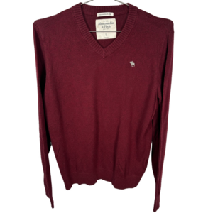 Abercrombie & Fitch Burgundy V-neck Cashmere Blend Sweater Large